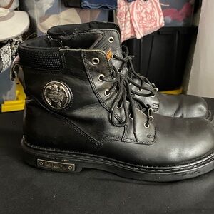 Harley-Davidson Black Leather with Silver Emblem BOOTS  MENS 13 MODEL # 91546